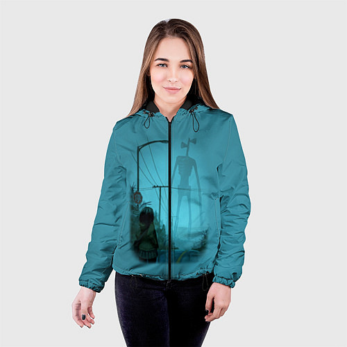 Женская куртка СИРЕНОГОЛОВЫЙ И ДЕВОЧКА / 3D-Черный – фото 4