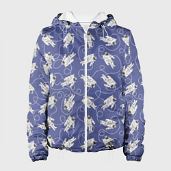 Куртка с капюшоном женская Астронавты в космосе, цвет: 3D-белый