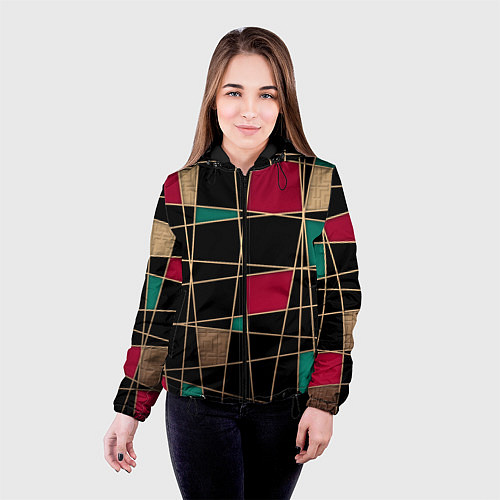 Женская куртка Модный абстрактный узор / 3D-Черный – фото 4