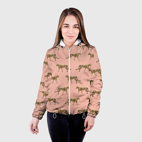 Женская куртка Гепарды на розовом / 3D-Белый – фото 4