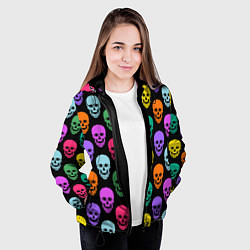 Куртка с капюшоном женская Разноцветные черепа Готика, цвет: 3D-черный — фото 2