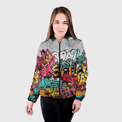 Куртка с капюшоном женская Graffiti on the wall, цвет: 3D-черный — фото 2