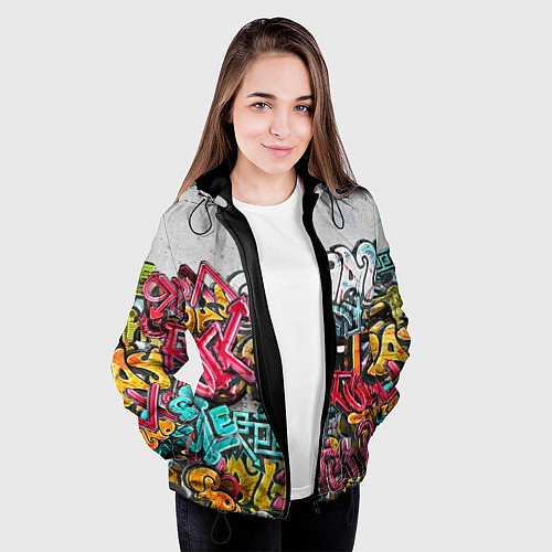 Женская куртка Graffiti on the wall / 3D-Черный – фото 3