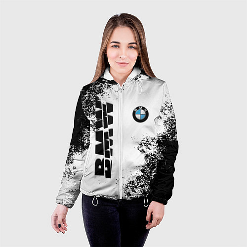Женская куртка BMW БМВ РАЗРЕЗАННОЕ ЛОГО / 3D-Белый – фото 4