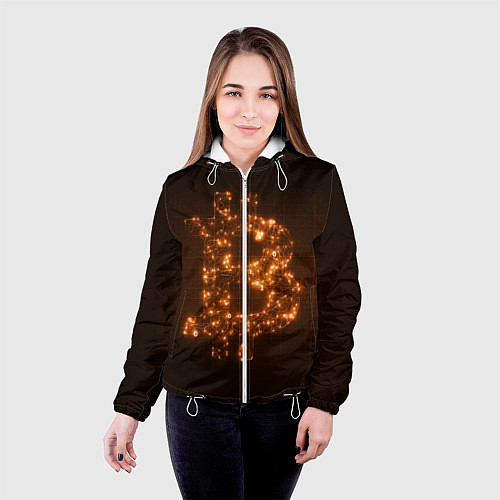 Женская куртка СВЕТЯЩИЙСЯ BITCOIN / 3D-Белый – фото 4