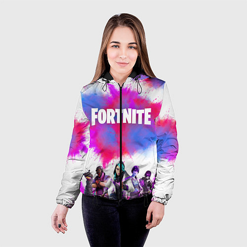 Женская куртка Фортнайт - Fortnite - Форточка / 3D-Черный – фото 4