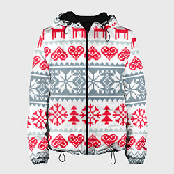 Куртка с капюшоном женская Вязаный рисунок, цвет: 3D-черный