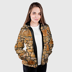 Куртка с капюшоном женская Каменная стена, цвет: 3D-черный — фото 2