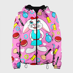 Куртка с капюшоном женская Кролик и косметика, цвет: 3D-черный