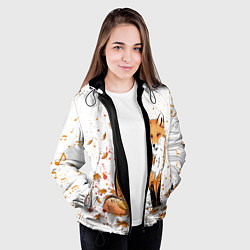 Куртка с капюшоном женская ЛИСА В ЛИСТЬЯХ ОСЕННЕЕ НАСТРОЕНИЕ FOX IN THE FORES, цвет: 3D-черный — фото 2