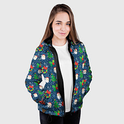 Куртка с капюшоном женская Праздник Новый Год, цвет: 3D-черный — фото 2