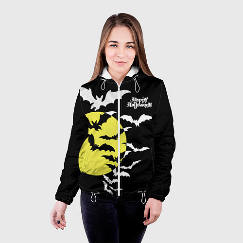 Женская куртка Летучие мыши на Хэллоуин / 3D-Белый – фото 4