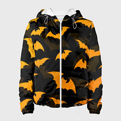 Куртка с капюшоном женская ЛЕТУЧИЕ МЫШИ НОЧЬ ХЕЛЛОУИН HALLOWEEN NIGHT BATS, цвет: 3D-белый
