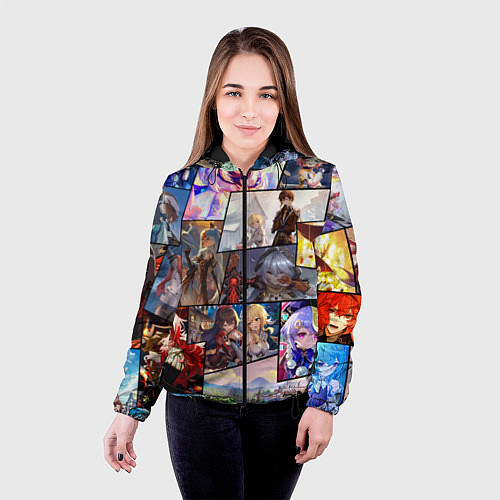 Женская куртка Геншин импакт, персонажи / 3D-Черный – фото 4