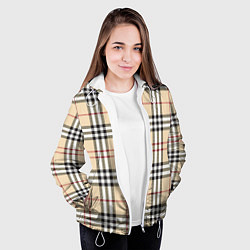 Куртка с капюшоном женская Клетчатый принт в стиле Burberry, цвет: 3D-белый — фото 2