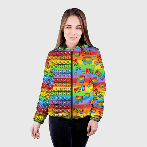 Женская куртка POP IT СМАЙЛЫ / 3D-Черный – фото 4