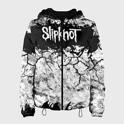 Куртка с капюшоном женская Надпись Слипкнот Рок Группа ЧБ Slipknot, цвет: 3D-черный