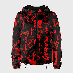 Куртка с капюшоном женская БЕРСЕРК ПАТТЕРН СИМВОЛИКА КЛЕЙМО, цвет: 3D-черный