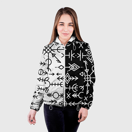 Женская куртка ДРЕВНИЕ СЛАВЯНСКИЕ РУНЫ / 3D-Белый – фото 4