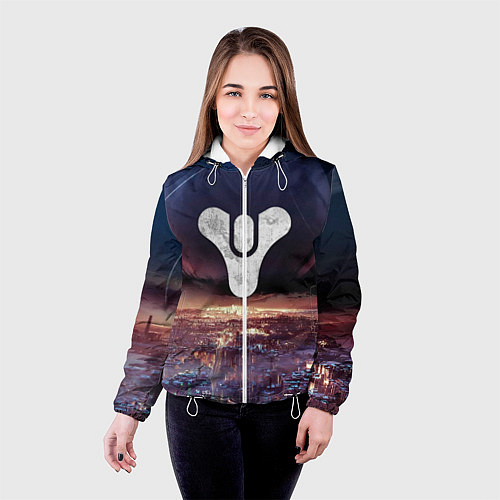 Женская куртка ДЕСТИНИ ЗЕМЛЯ ХАБ, СТРАННИК НАД ГОРОДОМ / 3D-Белый – фото 4