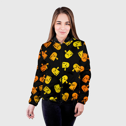 Женская куртка BOO! ПРИЗРАК, ПРИВЕДЕНИЕ ХЕЛЛОУИН ОРАНЖЕВЫЙ / 3D-Черный – фото 4