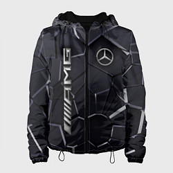 Куртка с капюшоном женская Mercedes AMG 3D плиты, цвет: 3D-черный