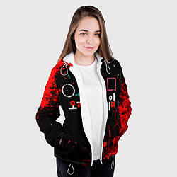 Куртка с капюшоном женская Игра в кальмара брызги крови, цвет: 3D-белый — фото 2