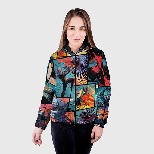 Женская куртка Ведьмак The Witcher комикс / 3D-Черный – фото 4