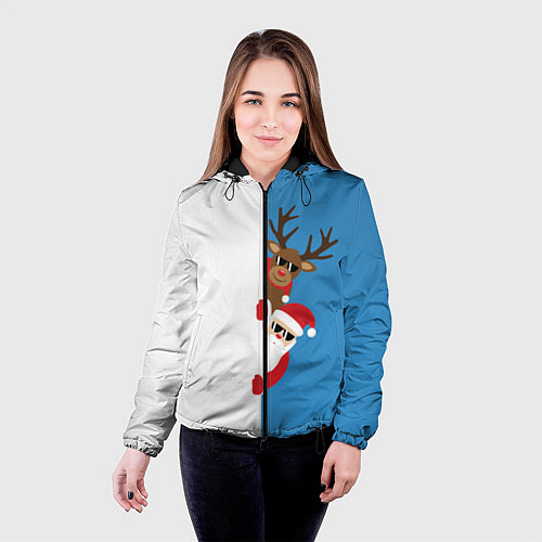 Женская куртка Крутые Санта и Олень / 3D-Черный – фото 4