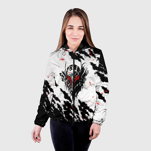 Женская куртка Берсерк маска с красными глазами / 3D-Черный – фото 4