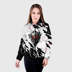 Куртка с капюшоном женская Берсерк маска с красными глазами, цвет: 3D-черный — фото 2