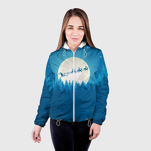 Женская куртка Санта с Оленями / 3D-Белый – фото 4