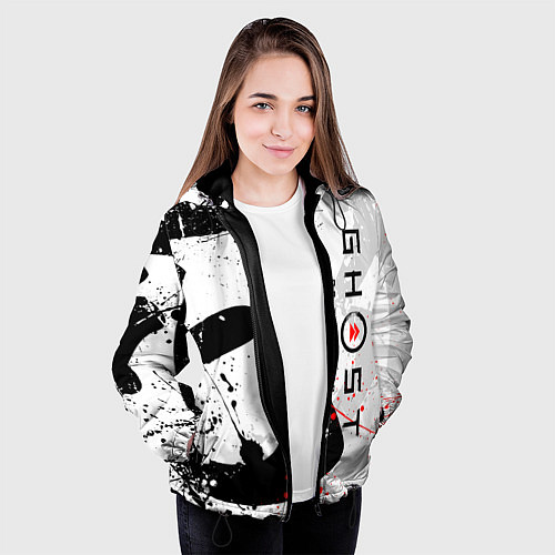 Женская куртка GHOST OF TSUSHIMA ПРИЗРАК ЦУСИМЫ БЕЛЫЙ / 3D-Черный – фото 3