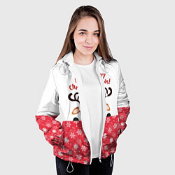 Куртка с капюшоном женская Оленёнок Merry Christmas, цвет: 3D-белый — фото 2