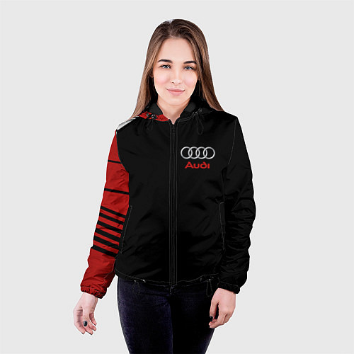 Женская куртка АУДИ ЛОГО AUDI GEOMETRY RED STRIPES LINE / 3D-Черный – фото 4