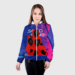 Куртка с капюшоном женская Игра в кальмара 3 персонажа, цвет: 3D-белый — фото 2