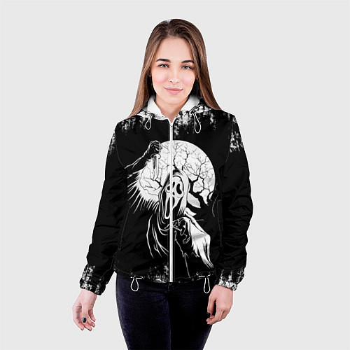 Женская куртка Крик Хэллоуин Хоррор Scream Halloween / 3D-Белый – фото 4