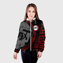 Куртка с капюшоном женская КЛИНОК РАССЕКАЮЩИЙ ДЕМОНОВ ИЕРОГЛИФЫ ЛОГО, цвет: 3D-белый — фото 2