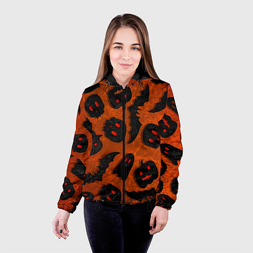 Женская куртка Halloween print / 3D-Черный – фото 4