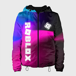 Куртка с капюшоном женская Роблокс лого х эмблема, цвет: 3D-черный