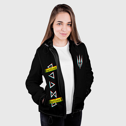 Женская куртка The Witcher: Glitch / 3D-Черный – фото 3