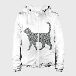 Куртка с капюшоном женская QR - кот, цвет: 3D-белый