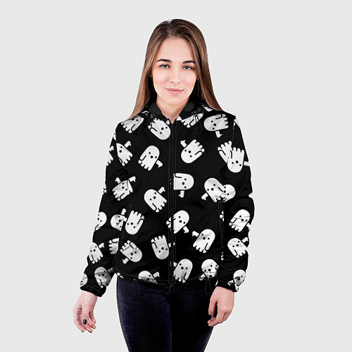 Женская куртка ПРИВИДЕНИЯ УЗОР HALLOWEEN / 3D-Черный – фото 4