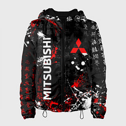 Куртка с капюшоном женская Японские символы Митсубиси, цвет: 3D-черный