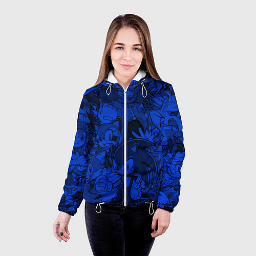 Женская куртка SONIC BLUE PATTERN СИНИЙ ЁЖ / 3D-Белый – фото 4