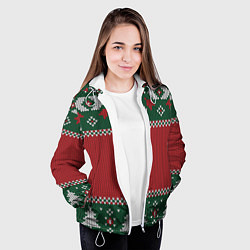 Куртка с капюшоном женская Knitted Christmas Pattern, цвет: 3D-белый — фото 2