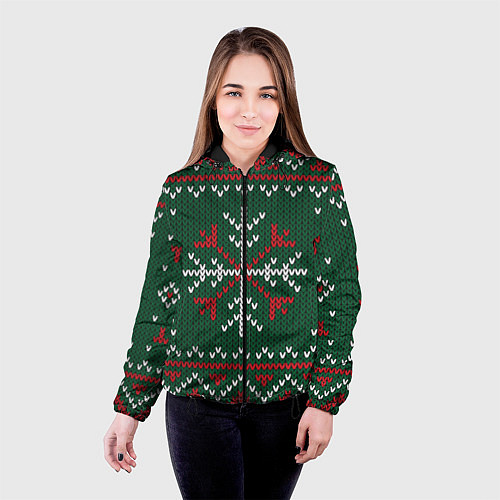 Женская куртка Knitted Snowflake Pattern / 3D-Черный – фото 4