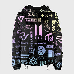 Куртка с капюшоном женская K-pop лого исполнителей, цвет: 3D-черный
