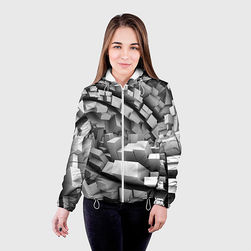 Женская куртка Геометрическая объёмная абстракция / 3D-Белый – фото 4