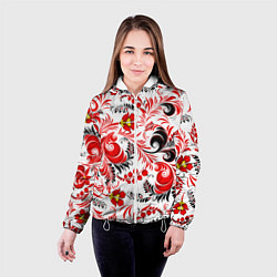 Куртка с капюшоном женская Русская национальная роспись, цвет: 3D-белый — фото 2